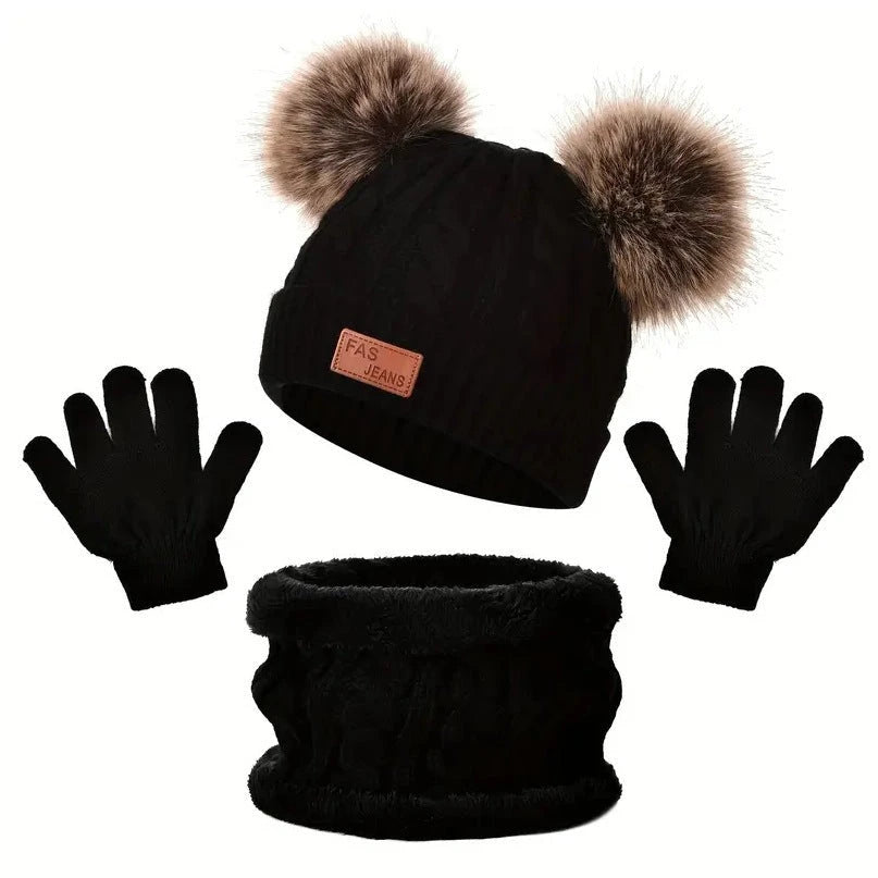 Knitted Wool Scarf & Hat Set
