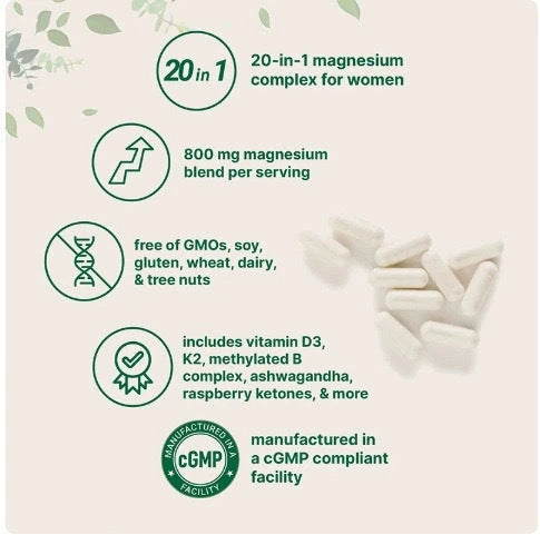 20-in-1 Magnesium Complex for New Moms - Supports Muscle Relaxation, Calm Mind, &amp; Restful Sleep Between Feeds.