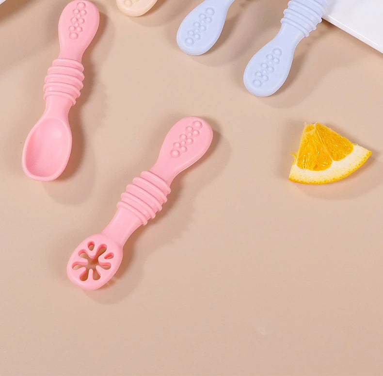 Little Foodie Starter Pack: 2-in-1 Silicone Utensil & Teether Set