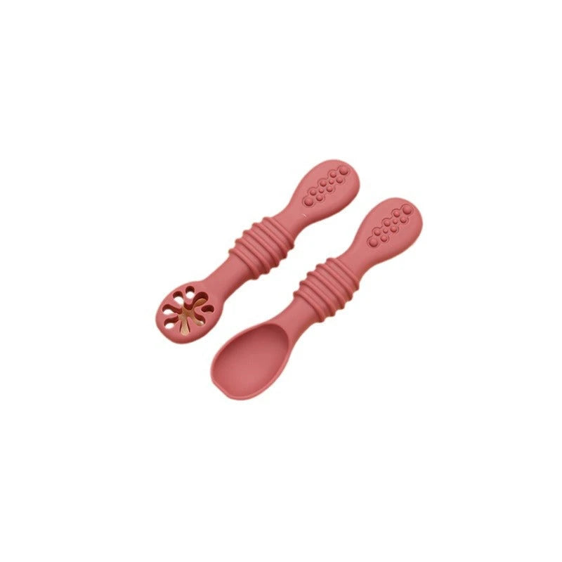 Little Foodie Starter Pack: 2-in-1 Silicone Utensil & Teether Set