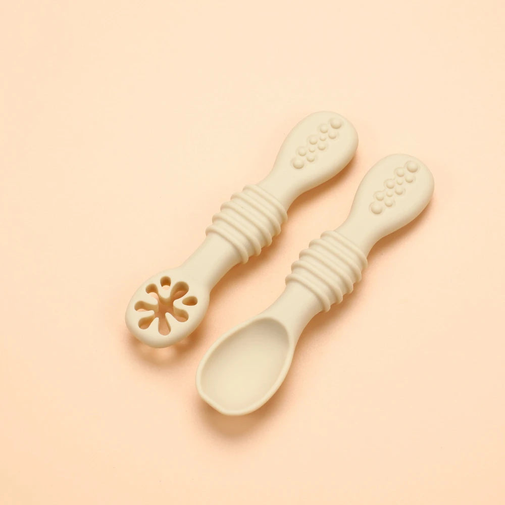 Little Foodie Starter Pack: 2-in-1 Silicone Utensil & Teether Set