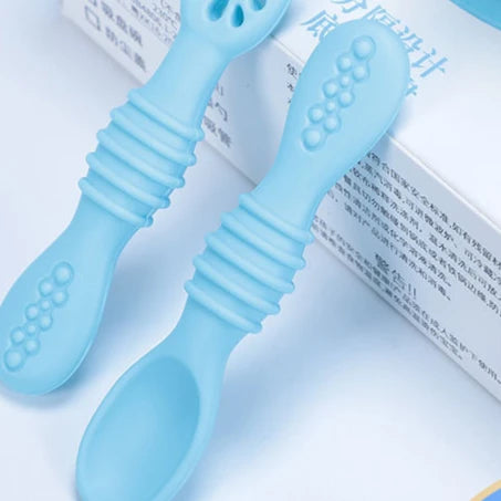 Little Foodie Starter Pack: 2-in-1 Silicone Utensil & Teether Set