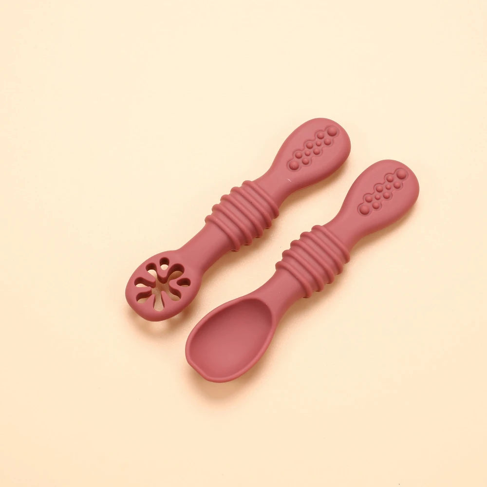 Little Foodie Starter Pack: 2-in-1 Silicone Utensil & Teether Set
