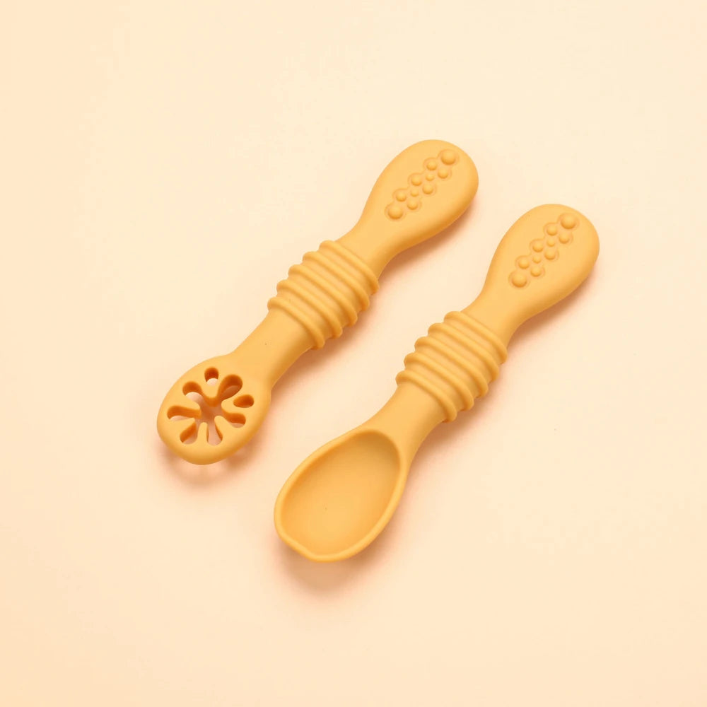 Little Foodie Starter Pack: 2-in-1 Silicone Utensil & Teether Set