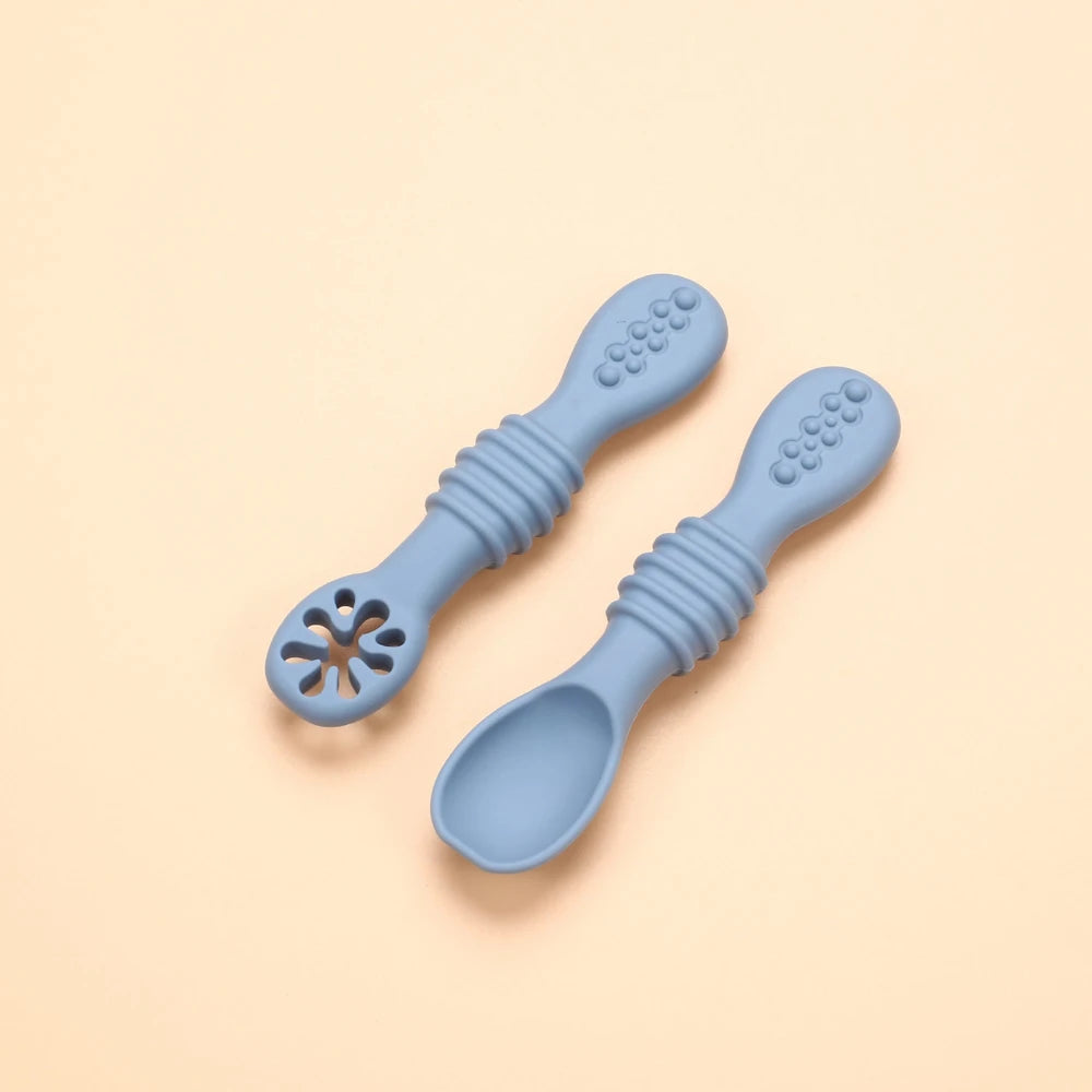 Little Foodie Starter Pack: 2-in-1 Silicone Utensil & Teether Set