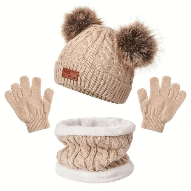 Knitted Wool Scarf & Hat Set