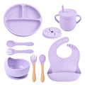 Complete Silicone Tableware Set — Plate, Bowl, Bib, Fork & Snack Cup